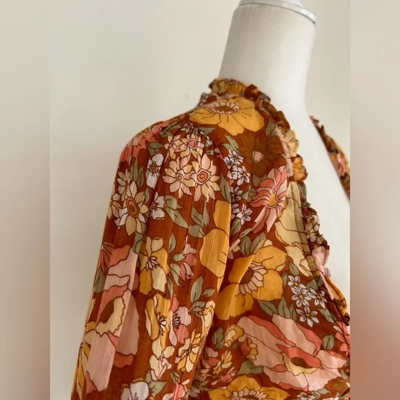 Billabong x The Salty Blonde Float On Long Sleeve Tie Front Crop Top Large - Picture 5 of 13